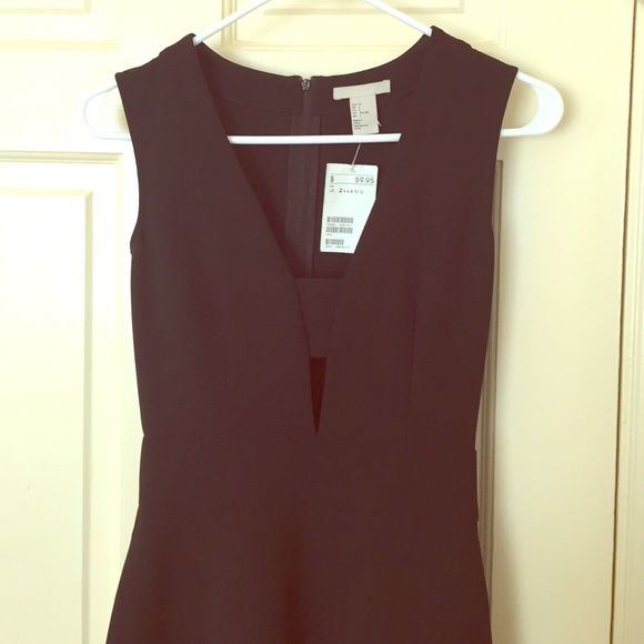 H&M crepe midi black dress size 2