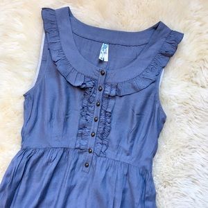 Anthropologie Gray Ruffled Sleeveless Dress