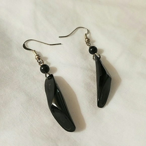 Black beaded drop earrings