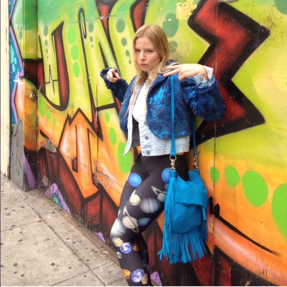 ⚡️Isle sequin fur blue rockstar jacket⚡️