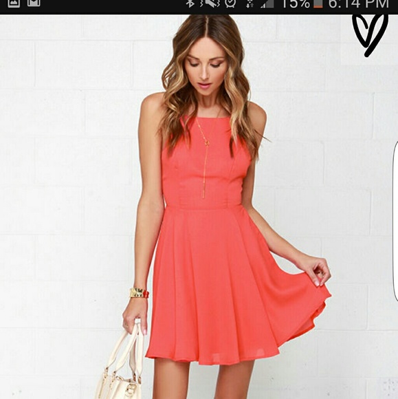 Sz M Lulus Strappy Backless Coral/Orange dress