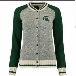 Sz M Renu Michigan State Spartan button up sweater