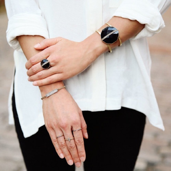 Jewelry | Black & brass bracelet cuff - Picture 2 of 4