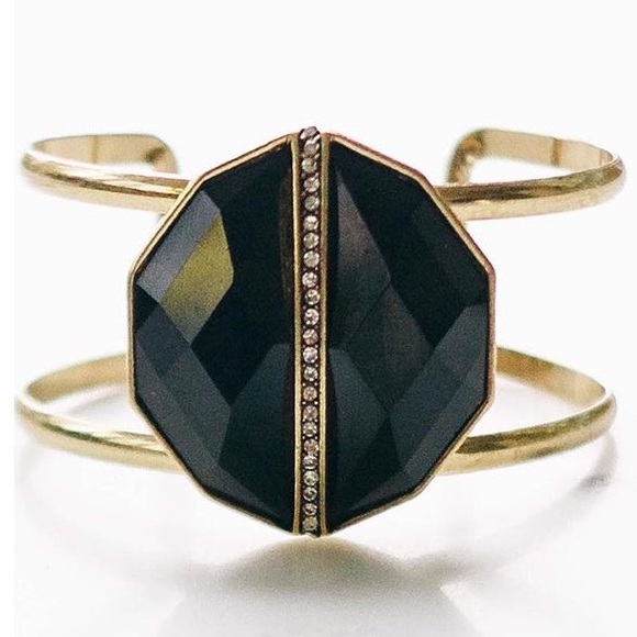 Jewelry | Black & brass bracelet cuff - Picture 3 of 4