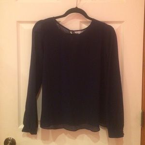 Naked zebra cutout twist back navy long sleeve