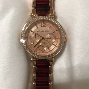 Brand NWT MK Rose Gold/Merlot Parker Watch