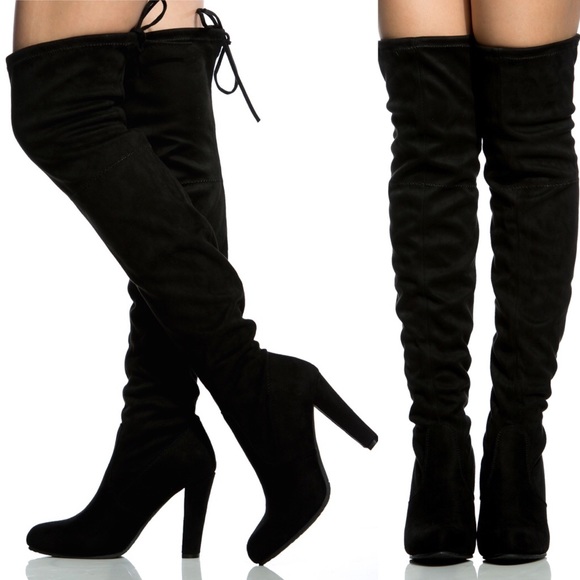 BLACK Thigh High/ Over the Knee SUEDE  Boot - Picture 6 of 7