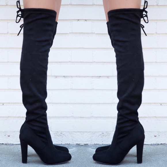 BLACK Thigh High/ Over the Knee SUEDE  Boot - Picture 4 of 7