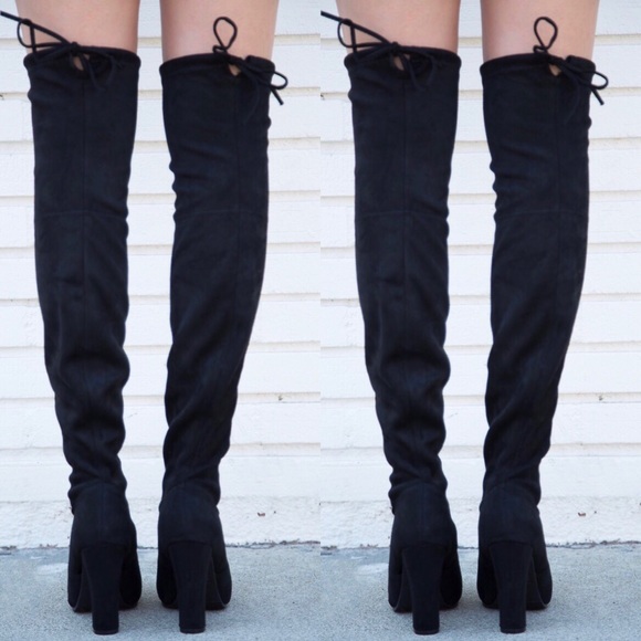 BLACK Thigh High/ Over the Knee SUEDE  Boot - Picture 5 of 7