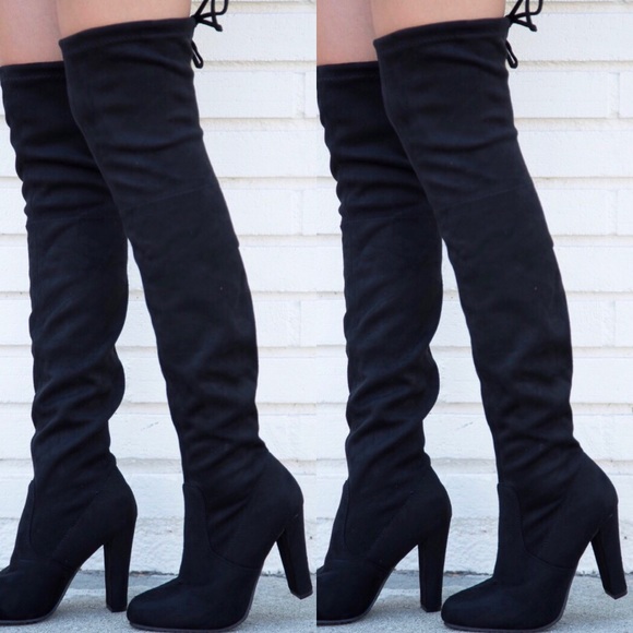 BLACK Thigh High/ Over the Knee SUEDE  Boot - Picture 2 of 7
