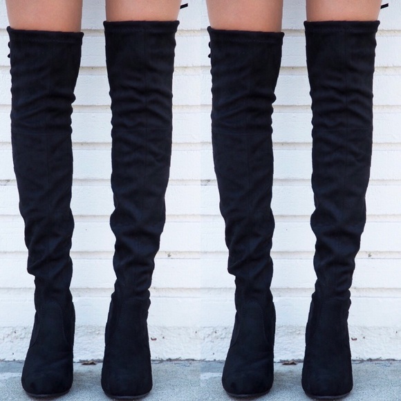 BLACK Thigh High/ Over the Knee SUEDE  Boot - Picture 3 of 7