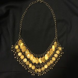 Yellow statement necklace bib layered