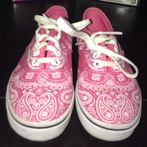 Pink and white vans
