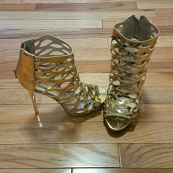 Gold strappy shoes