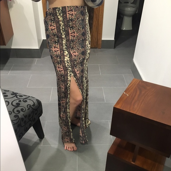 Boho double slit maxi skirt