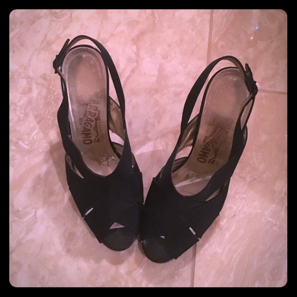 Salvatore Ferragamo Black Sling back heels-6.5