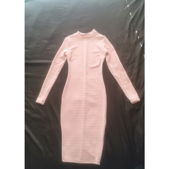 Pink Turtleneck Bodycon Dress