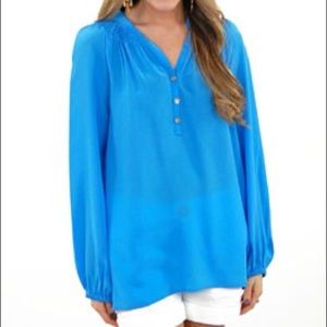 Lilly Pulitzer Blue Elsa Silk Blouse