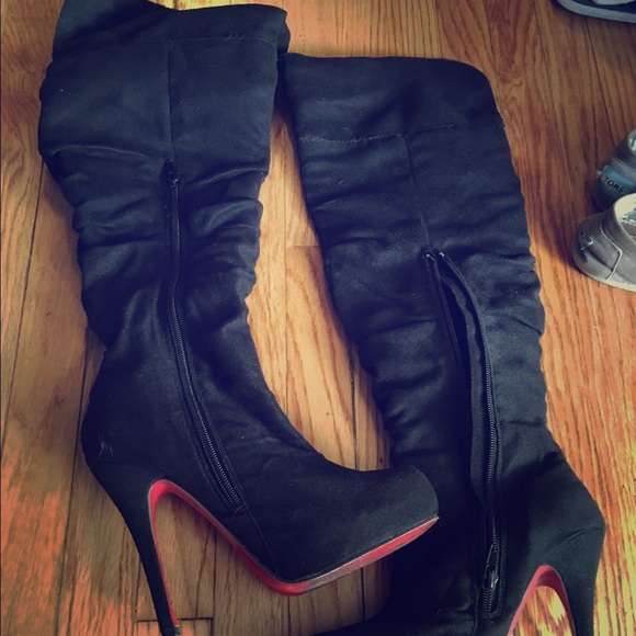 Over the knee suede high heel boots. Size 6