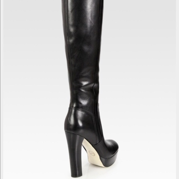 Michael Kors Leslie Black Leather Platform Boots