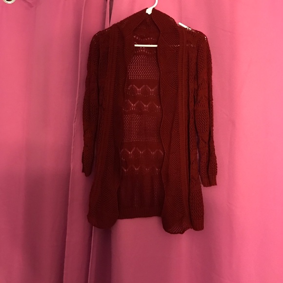 Maroon knit cardigan