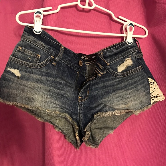 Denim shorts with lace