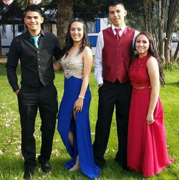 Two peice burgundy prom dress. OBO