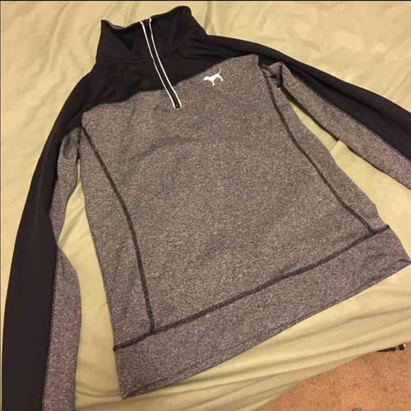 Vs Pink Black Zip Up Pullover Sweater