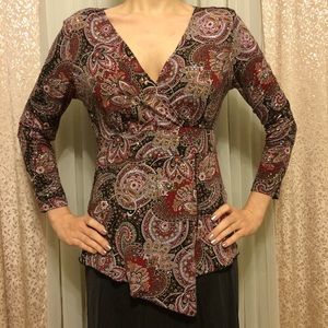 Gorgeous Maroon Asymmetrical Sparkle Blouse S