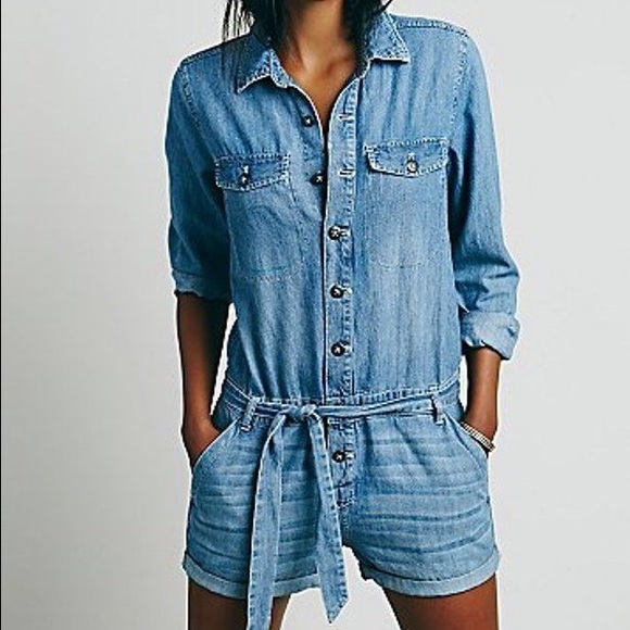 Free people denim romper