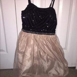 Rose/Black Short Spaghetti Strap Dress