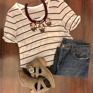 Loft Boyfriend Striped Tissue Tee