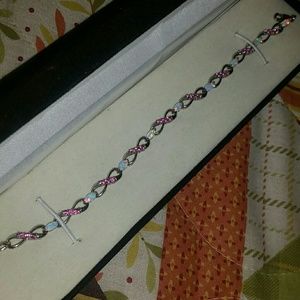 Sterling Silver Pink Safire Opal Bracelet