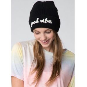 Brandy Melville Good Vibes Black Beanie