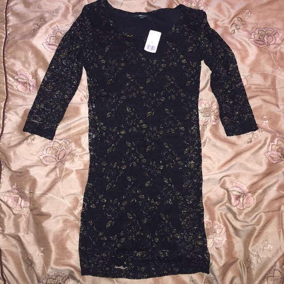 ❗️NWT❗️Black Lace Dress with Gold Detail