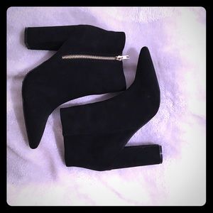 Suede Point Toe Bootie