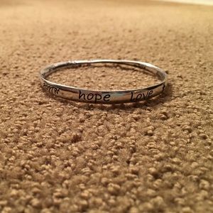 Silver Simple Bracelet with Words Engraved