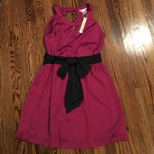 Esley fuschia dress with navy bow