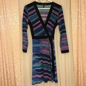 BCBGMAXAZRIA Adele Wrap Dress NWOT blue purple XS