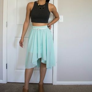 Beautiful and sexy high low hem line skirt in mint