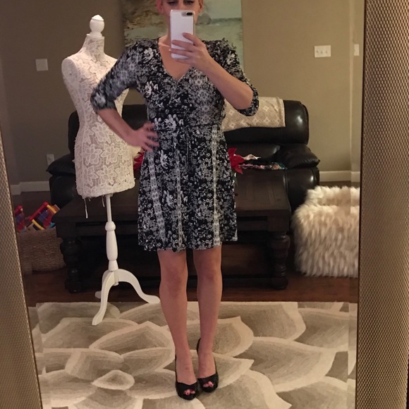Black and white wrap dress