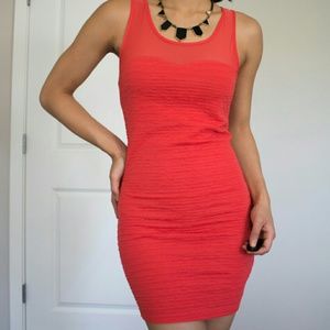 Forever21 body con coral mesh top