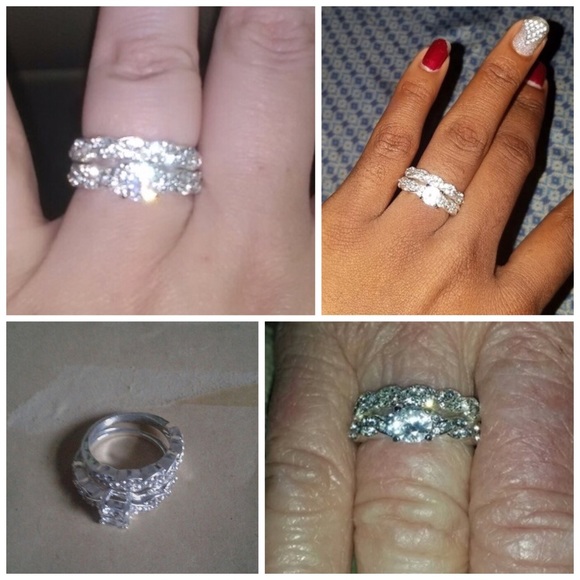 Silver Plated CZ Two Piece Ring Set - Picture 2 of 4