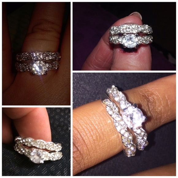 Silver Plated CZ Two Piece Ring Set - Picture 4 of 4