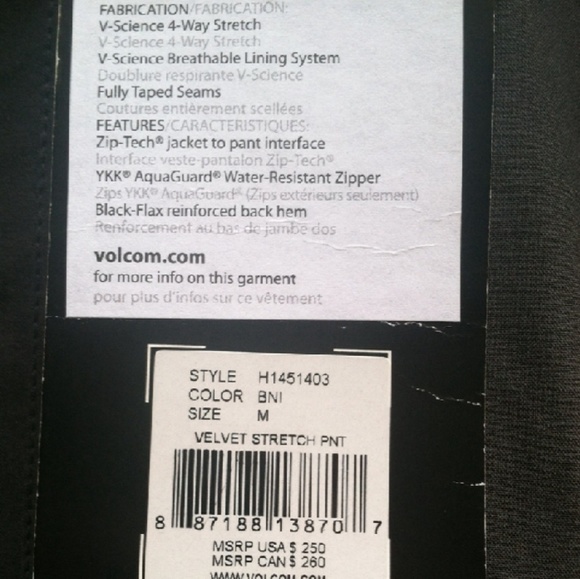 Volcom Velvet Stretch Snowboard Pants, Gray - NWT - Picture 4 of 4