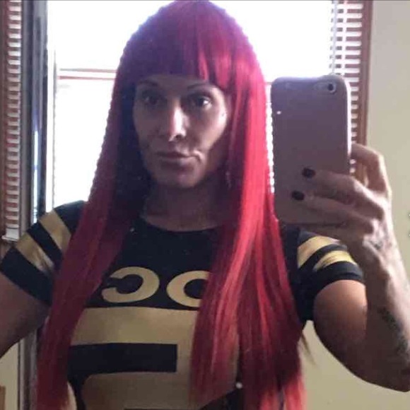 Mix human and synthetic Red Wig