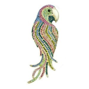 Multi-Colored Crystal Parrot Brooch