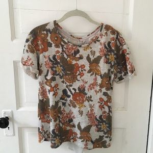 Anthropologie Floral Sweatshirt Tee