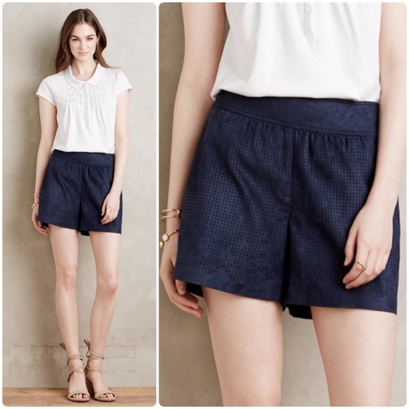 Anthropologie Pants - 💃HP💃Anthropologie Vegan Suede Cutwork Shorts NWT