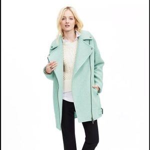 Banana republic Mint Green Oversized Moto Jacket